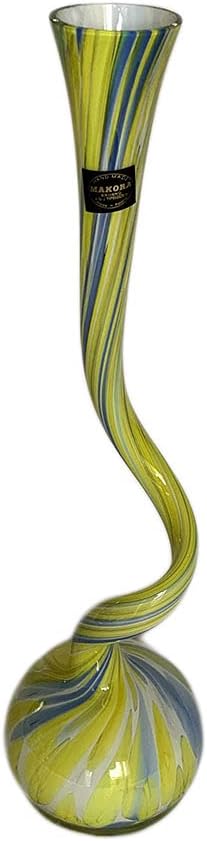 Glass Vase Handcrafte Poland Made Modern Elegantly Spiraling Form Glass Vase – Muted Red and Orange