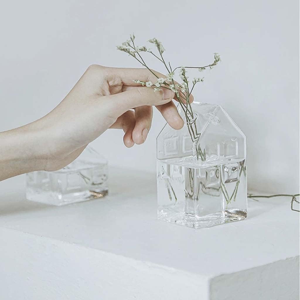 Small Clear Glass Vase Simple Bud Vase for Centerpiece Home Decor Table, 6x6x11cm