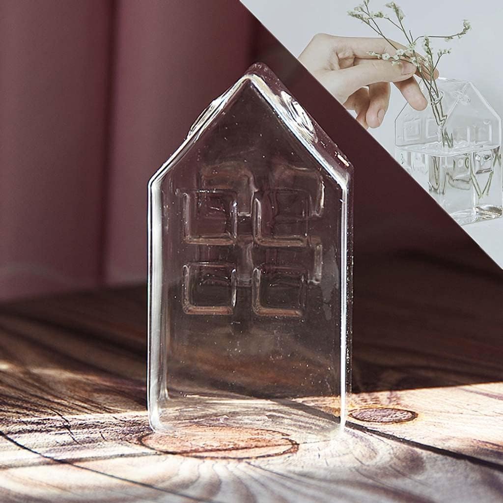 Small Clear Glass Vase Simple Bud Vase for Centerpiece Home Decor Table, 6x6x11cm