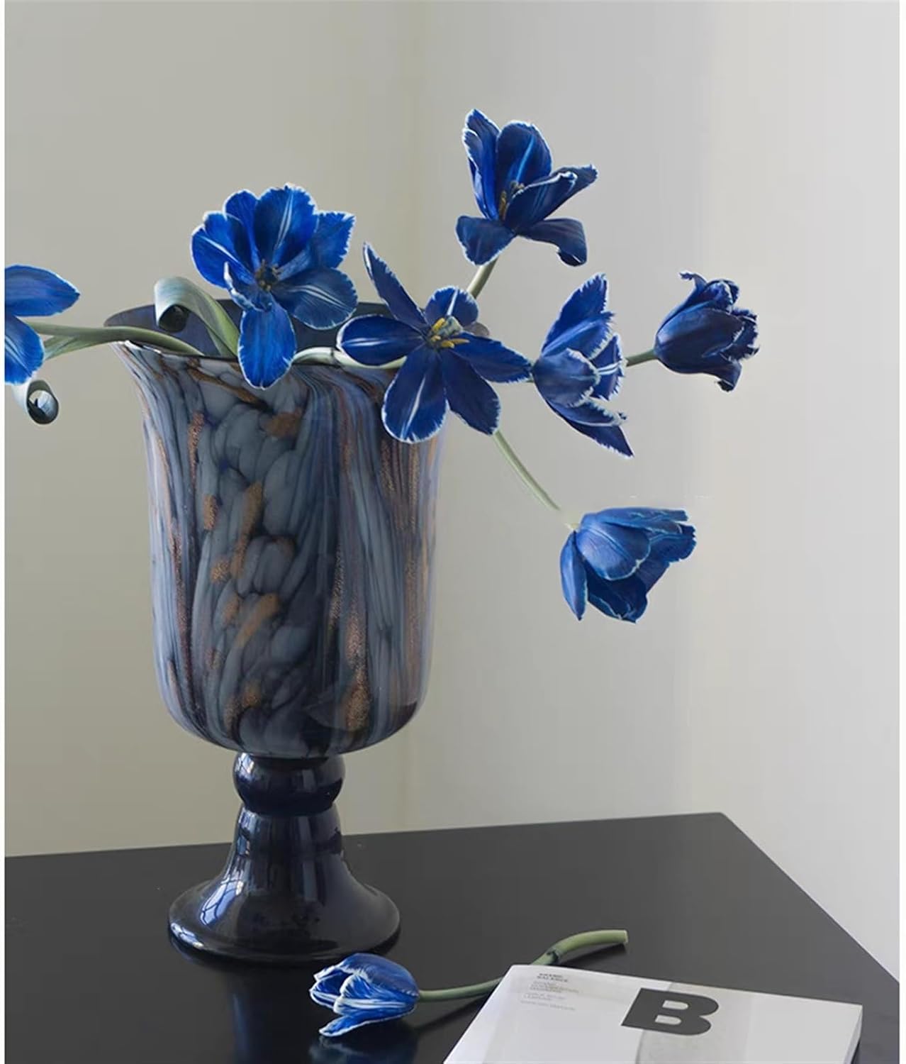 Glass Vase Clear Decorative Flower Vase for Table and Centerpiece,Tall Pedestal Bouquet Vase Glass Vase