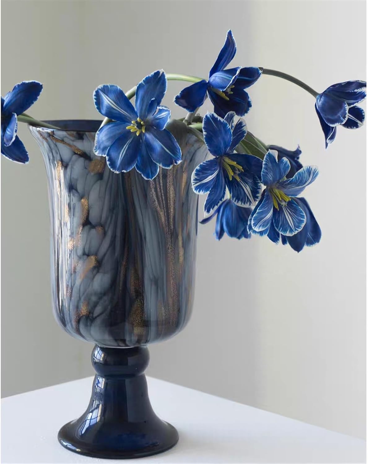 Glass Vase Clear Decorative Flower Vase for Table and Centerpiece,Tall Pedestal Bouquet Vase Glass Vase