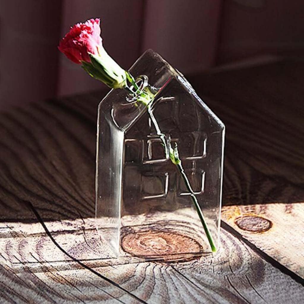 Small Clear Glass Vase Simple Bud Vase for Centerpiece Home Decor Table, 6x6x11cm