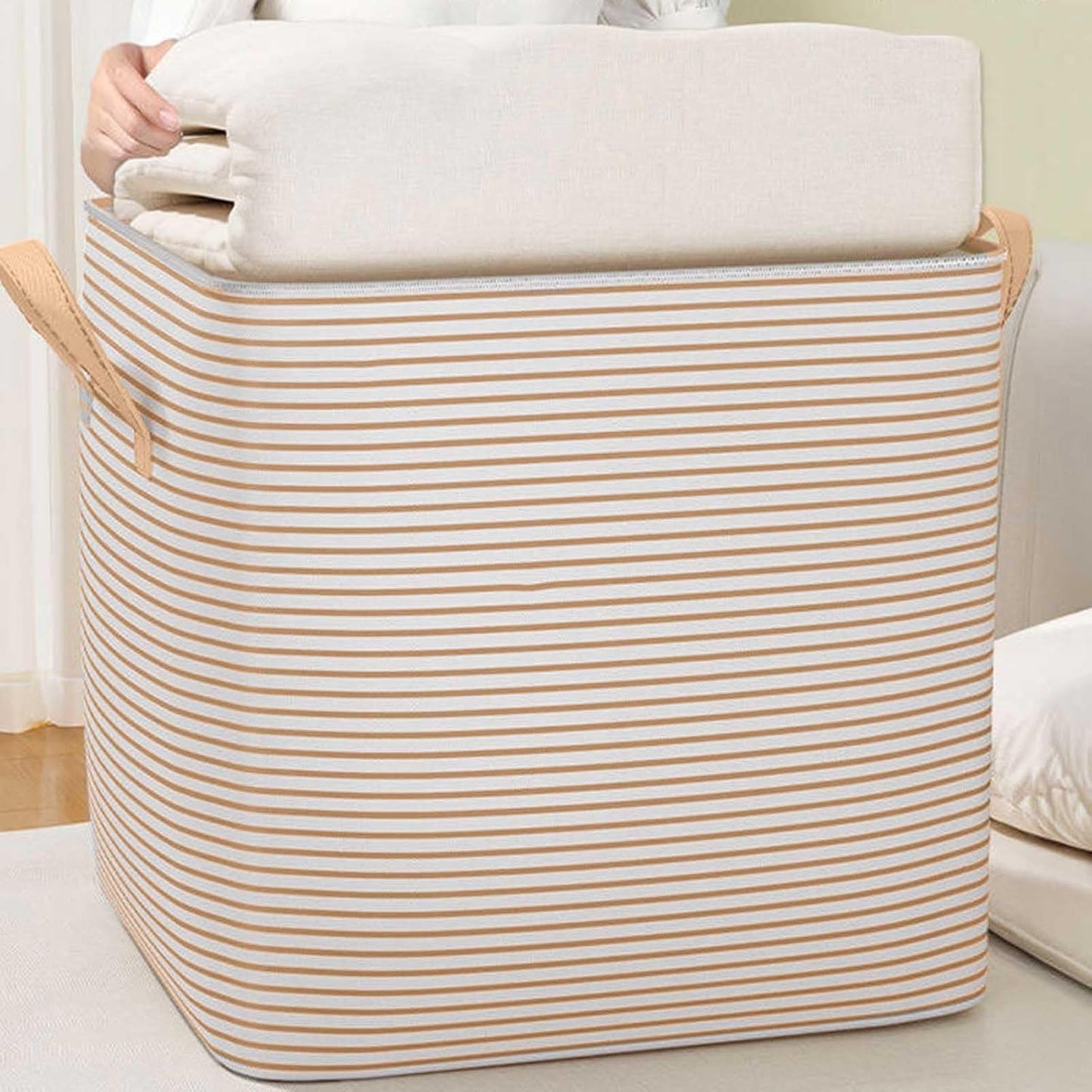 Modern Fabric Storage Bins with Lids, Closet Organizers, Cube Storage Bins with Zipper, Clothes Storage Box with Lids, Carrying Handles, Organization Bins for Closet Storage, Blanket Cloth