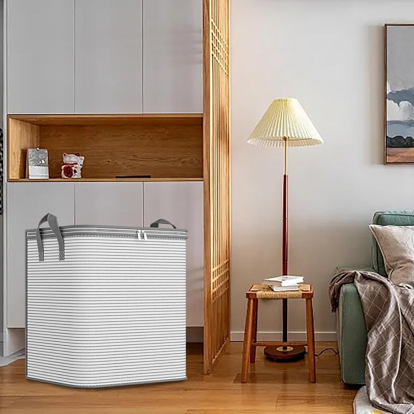 Modern Fabric Storage Bins with Lids, Closet Organizers, Cube Storage Bins with Zipper, Clothes Storage Box with Lids, Carrying Handles, Organization Bins for Closet Storage, Blanket Cloth