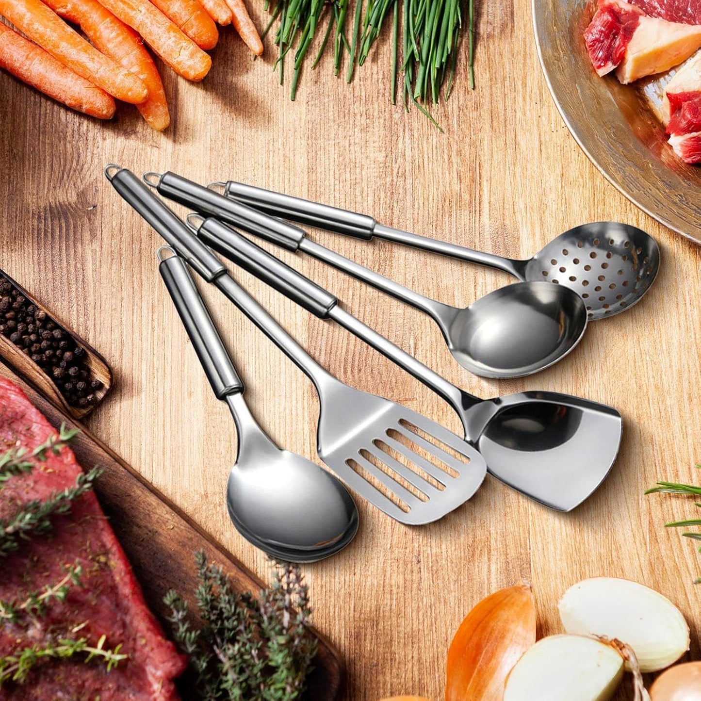 5 Pieces Kitchen Cooking Utensils Set Gadgets Tools Kitchen Accessories Dinnerware Nonstick Kitchenware Cookware Set for Home, Excluding gift box