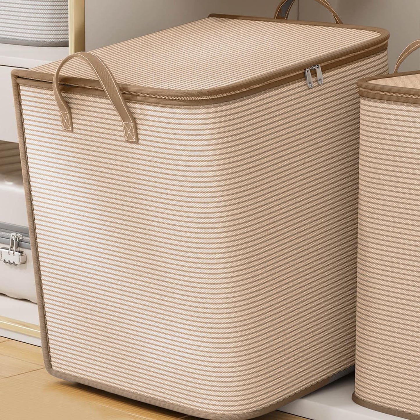 Modern Fabric Storage Bins with Lids, Closet Organizers, Cube Storage Bins with Zipper, Clothes Storage Box with Lids, Carrying Handles, Organization Bins for Closet Storage, Blanket Cloth