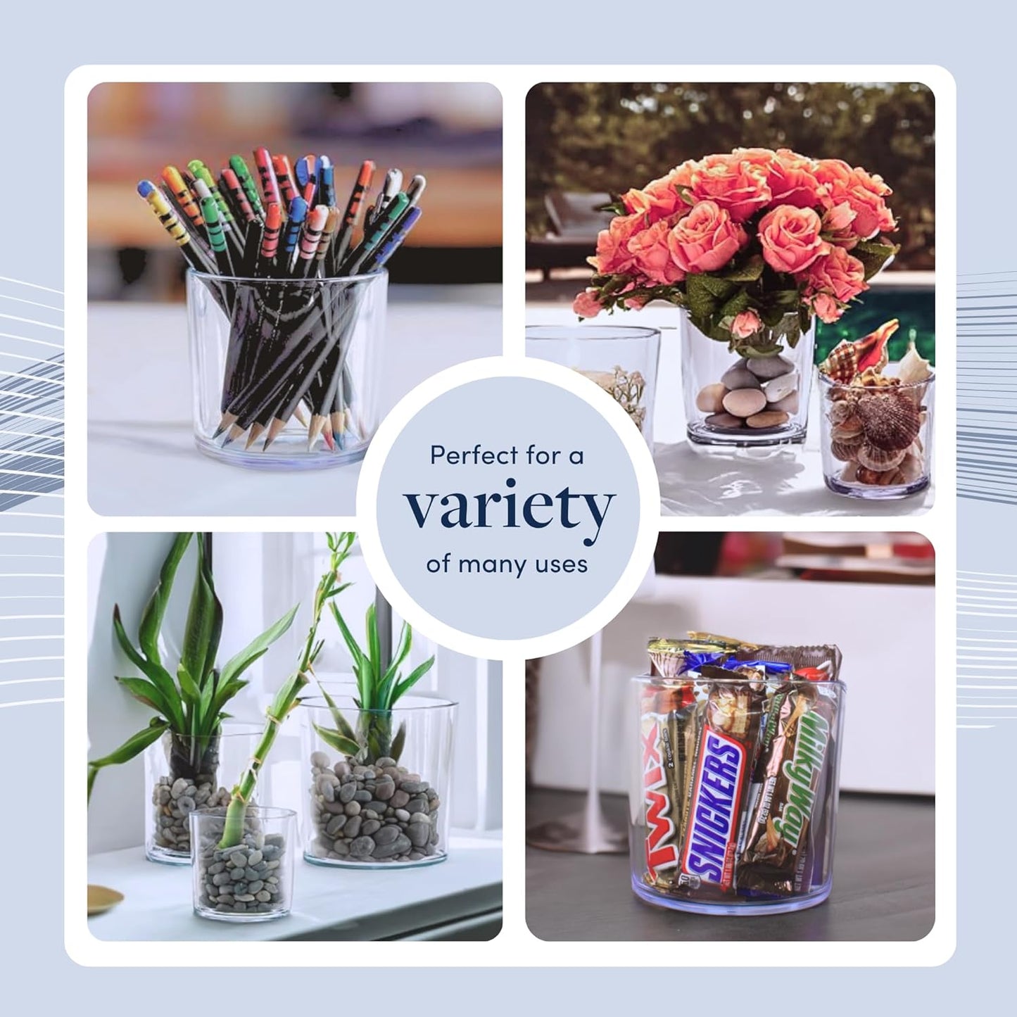 Non-Acrylic Plastic Vases: Crystal-Clear, Non-Glass Flower Vases, Ideal for Home Decor, Events, and Weddings. Set of (2) 4x4” Cylinders