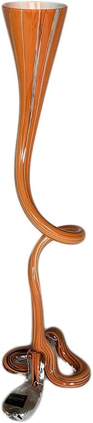 Glass Vase Handcrafte Poland Made Modern Elegantly Spiraling Form Glass Vase – Muted Red and Orange