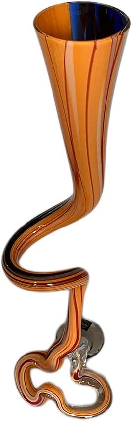 Glass Vase Handcrafte Poland Made Modern Elegantly Spiraling Form Glass Vase – Muted Red and Orange