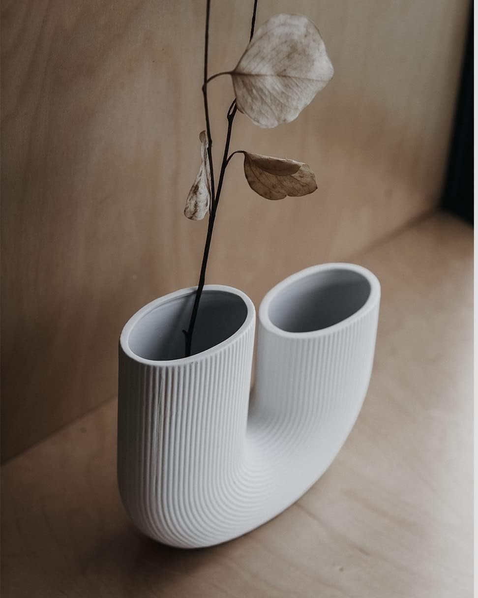 White Modern vase for Flowers - Scandinavian Ceramic Home Decor