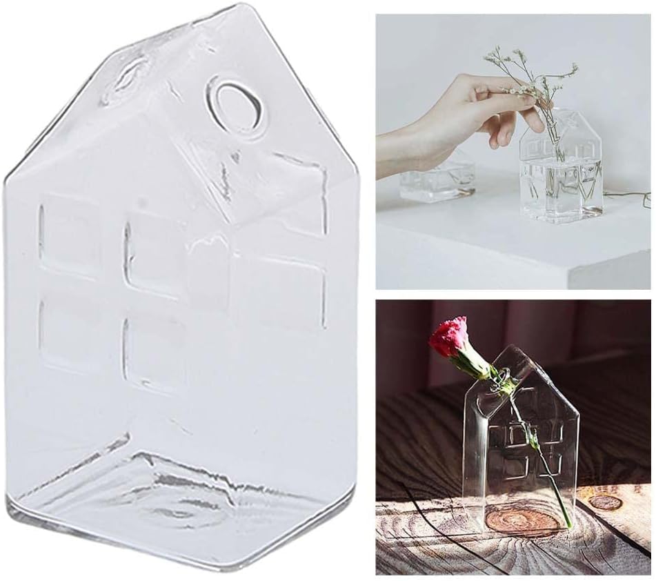 Small Clear Glass Vase Simple Bud Vase for Centerpiece Home Decor Table, 6x6x11cm