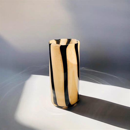 Glass Vase Thickened Hand Blown Vintage Striped Bottles Glass Vase for Home Decor,Bookshelf, Tabletop