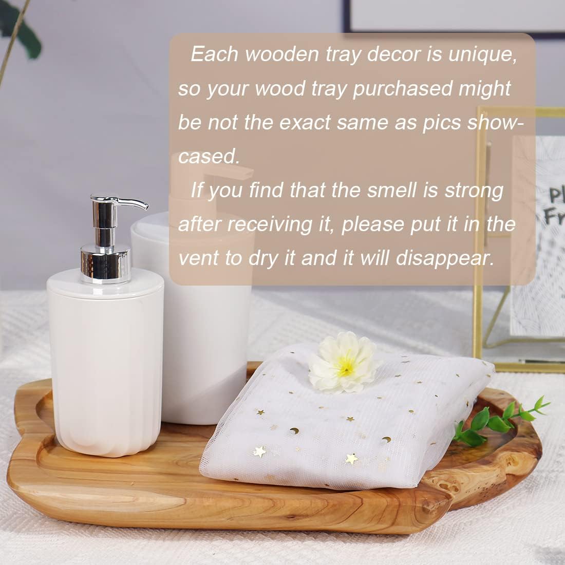 Wooden Tray for Decor, Small Wood Serving Platter, Rustic Wood Decorative Tray, Farmhouse Candle Holder Decorative for Home Decor, 13x9.8x1.5 Inch