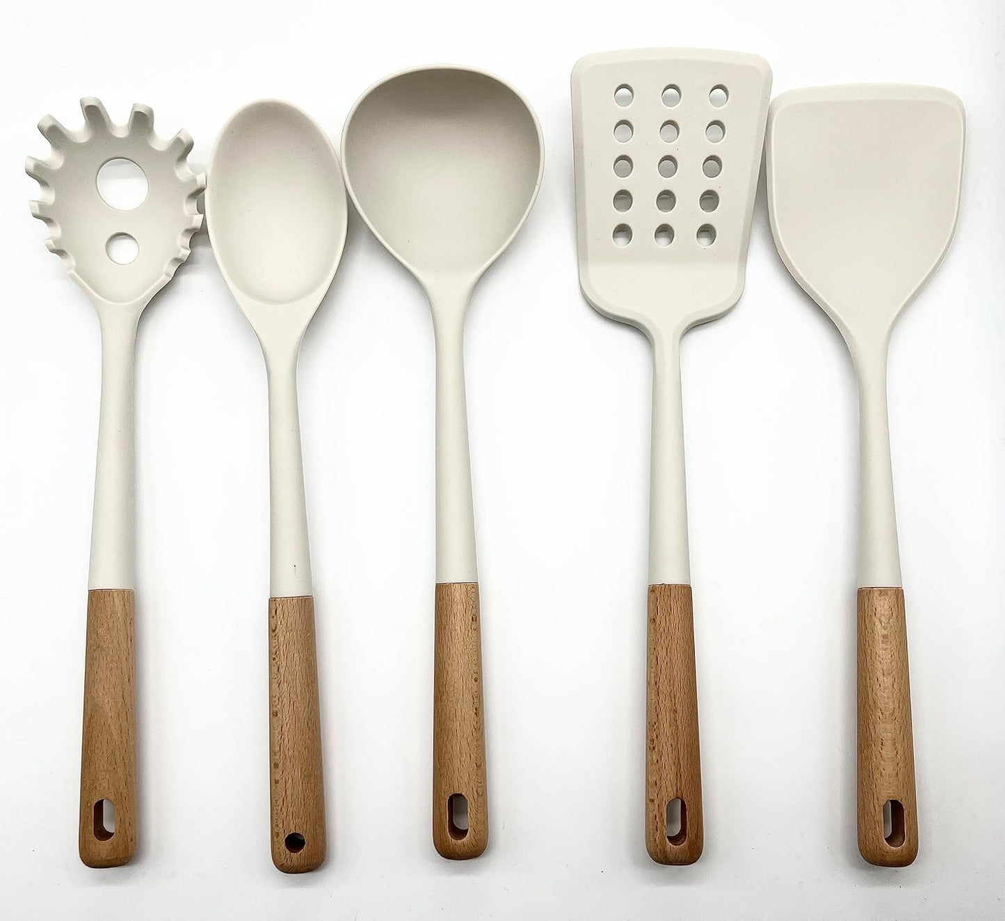 Silicone BPA-Free Cooking Utensils Set - Heat Resistant Silicone Kitchen Utensils with Beech Wooden Handles, Spatula Set, Kitchen Utensil Gadgets Sets for Non-Stick Cookware, Eco-Friendly