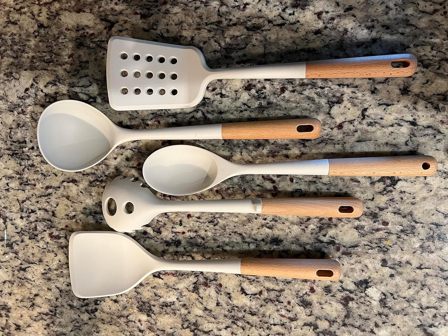 Silicone BPA-Free Cooking Utensils Set - Heat Resistant Silicone Kitchen Utensils with Beech Wooden Handles, Spatula Set, Kitchen Utensil Gadgets Sets for Non-Stick Cookware, Eco-Friendly